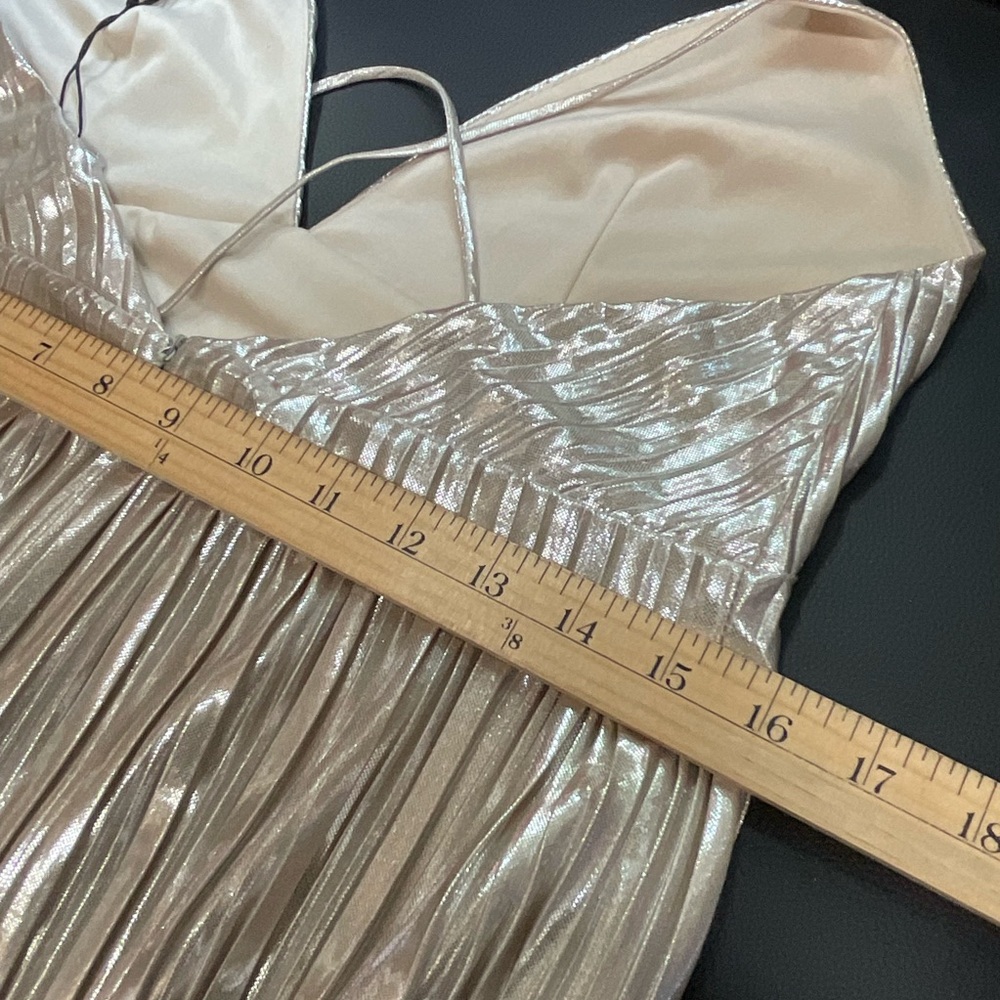 Metallic Gold Pleated Slip Dress - Picture 7 of 8